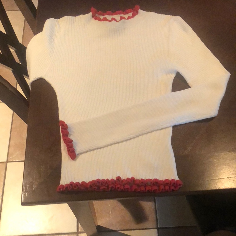 Forever 21 Long sleeve with red ruffle neckline